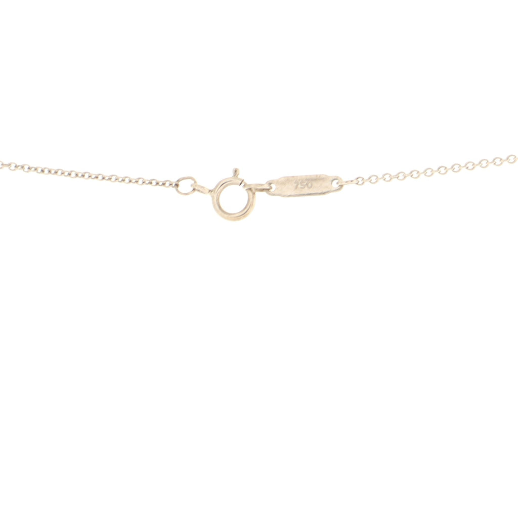 Checkerboard Key Pendant Necklace 18K White Gold with Diamonds and Enamel