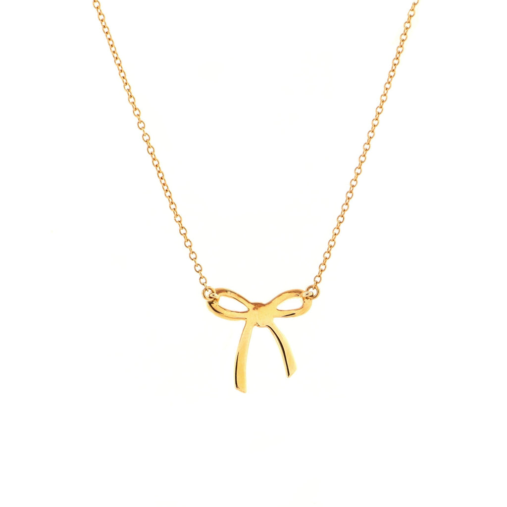 Bow Pendant Necklace 18K Rose Gold Mini