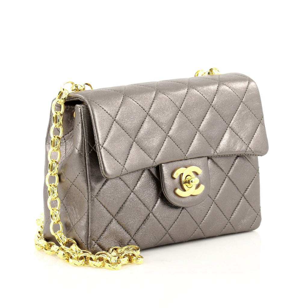 Vintage Square Classic Single Flap Bag Quilted Lambskin Mini