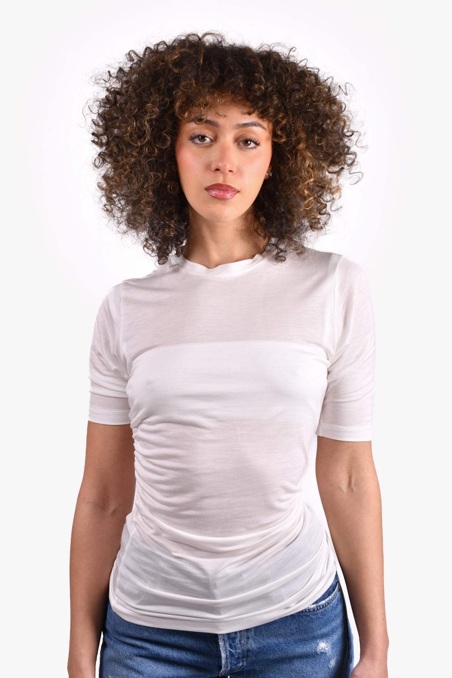 Jacquemus White Ruched Top Size M
