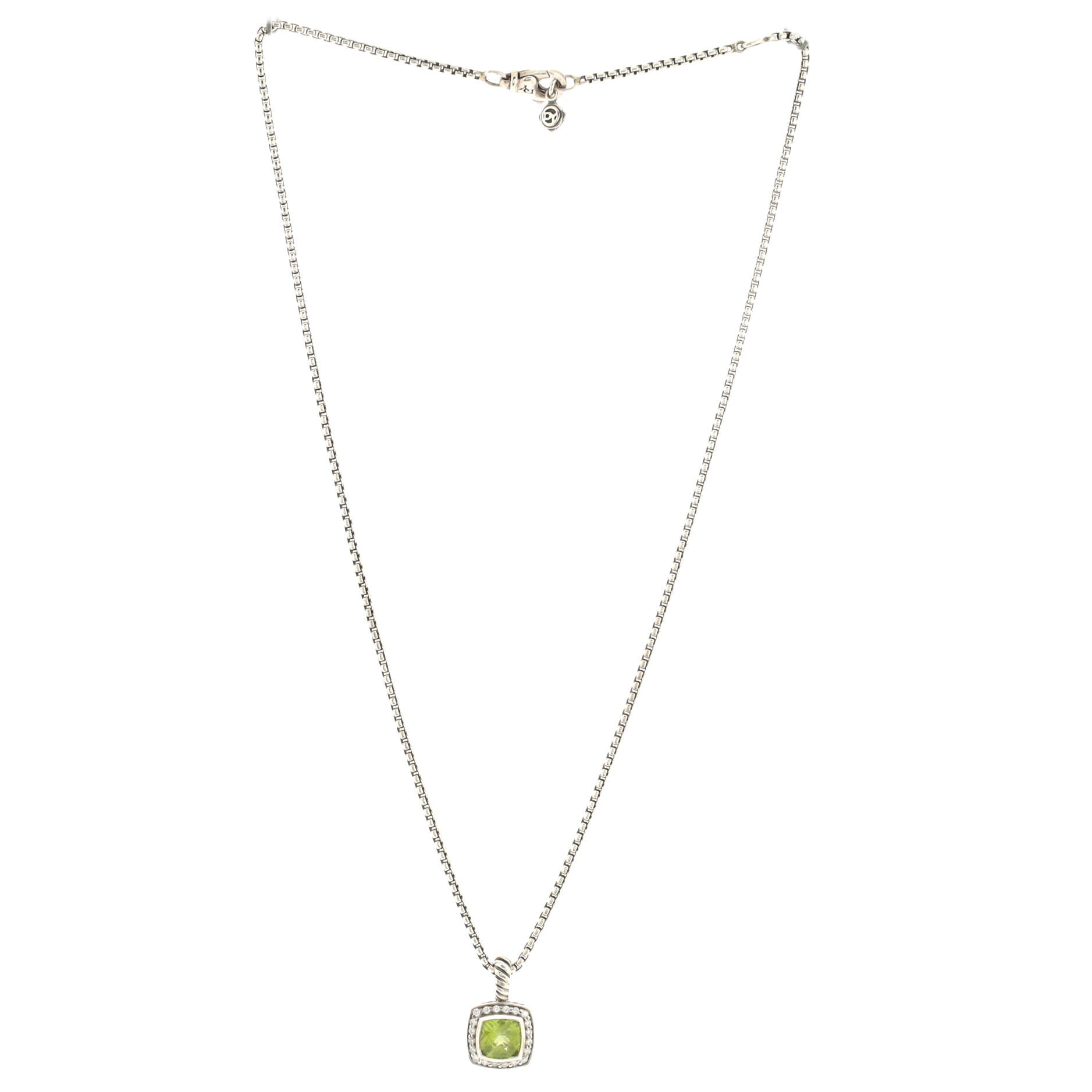 Petite Albion Pendant Necklace Sterling Silver with Peridot and Diamonds