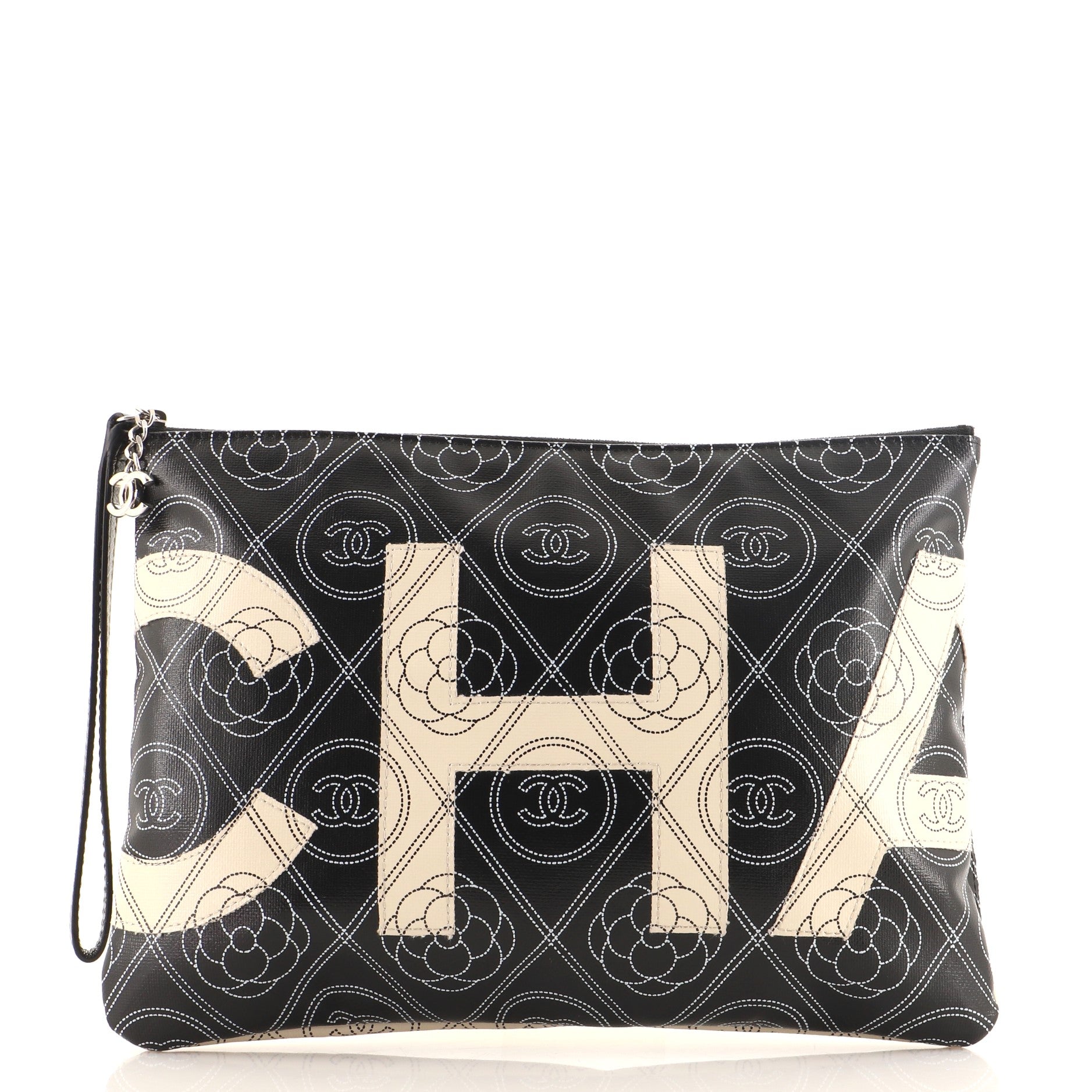 Camellia Logo Wristlet Clutch Printed Coated Canvas Medium