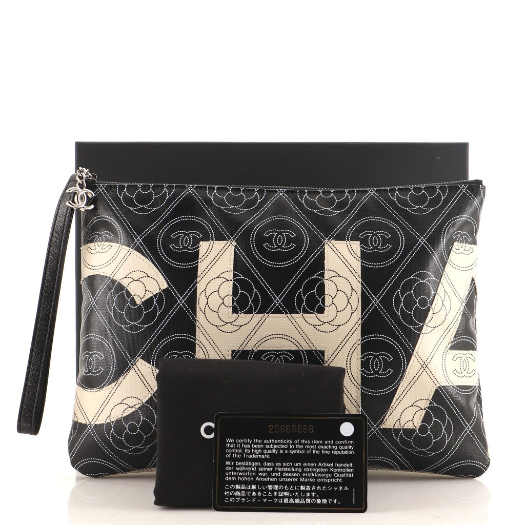 Camellia Logo Wristlet Clutch Printed Coated Canvas Medium