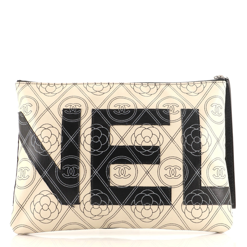 Camellia Logo Wristlet Clutch Printed Coated Canvas Medium