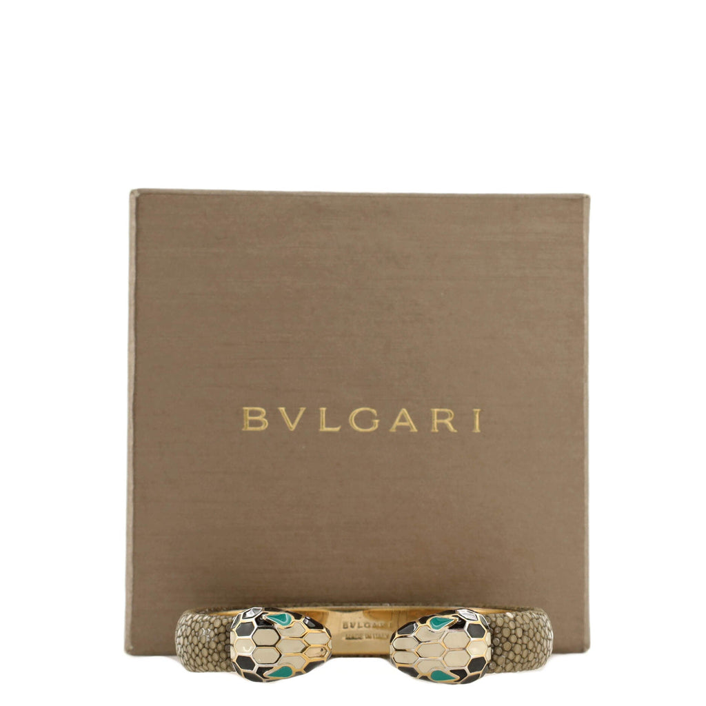 Serpenti Forever Bangle Bracelet Metal with Enamel and Karung