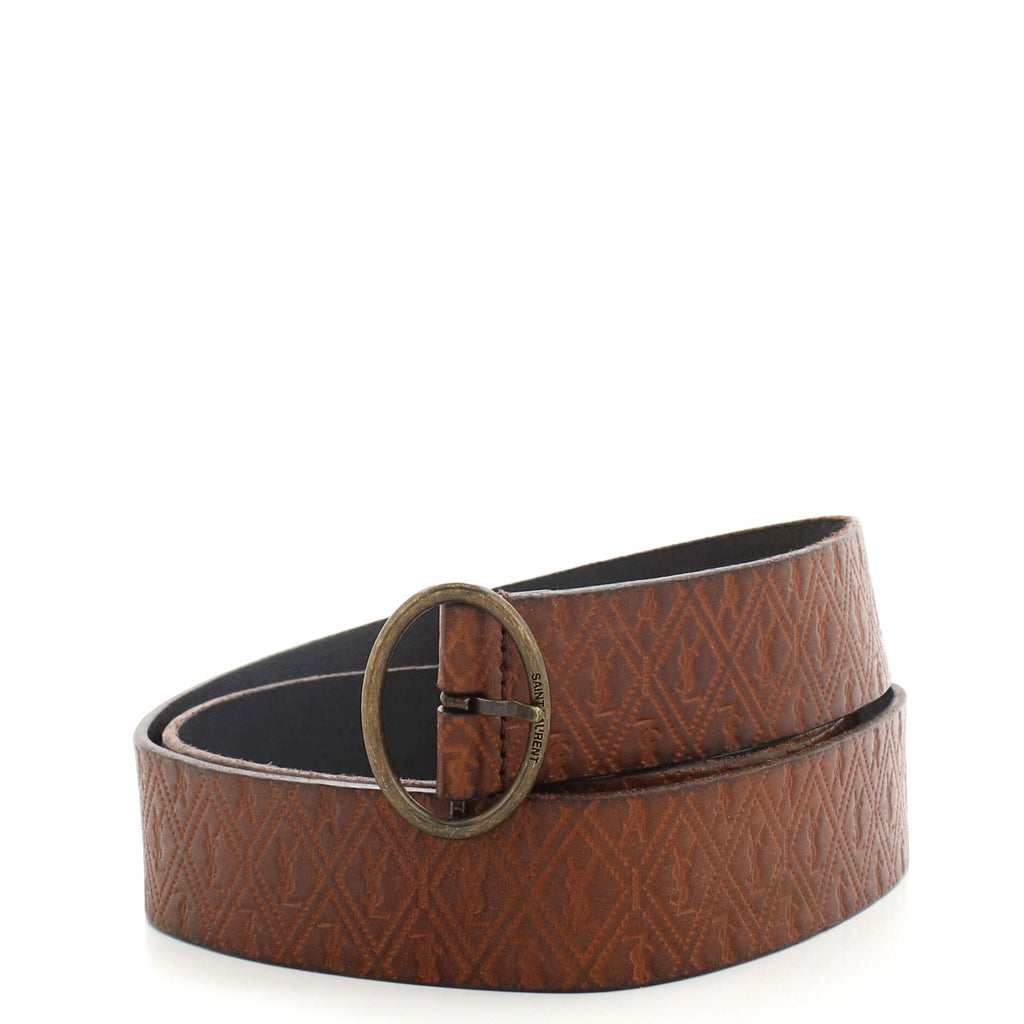 Oval Buckle Belt Monogram Embossed Leather Medium 90