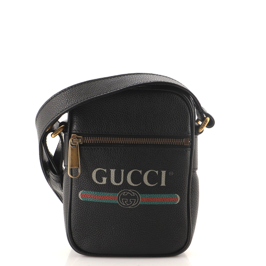 Logo Zip Messenger Bag Printed Leather Mini