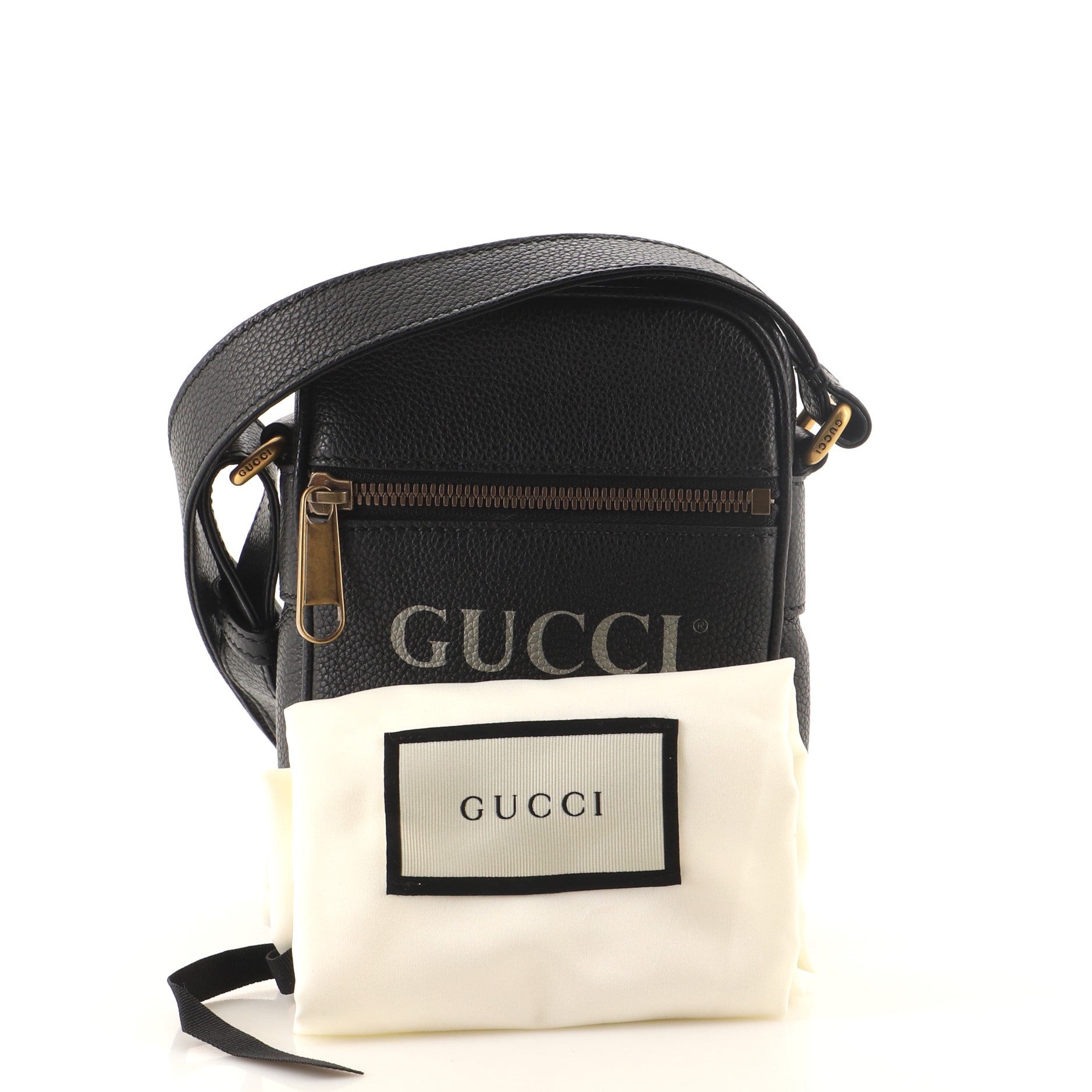 Logo Zip Messenger Bag Printed Leather Mini