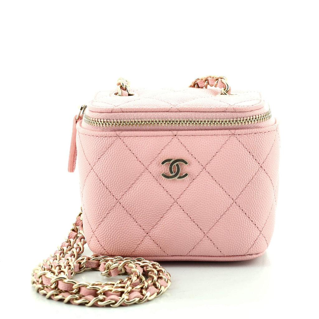 Classic Vanity Case with Chain Quilted Caviar Mini