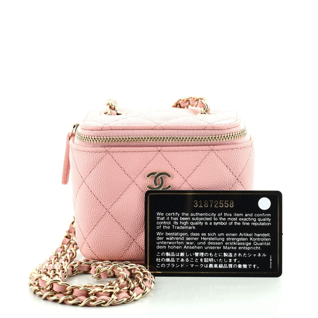 Classic Vanity Case with Chain Quilted Caviar Mini