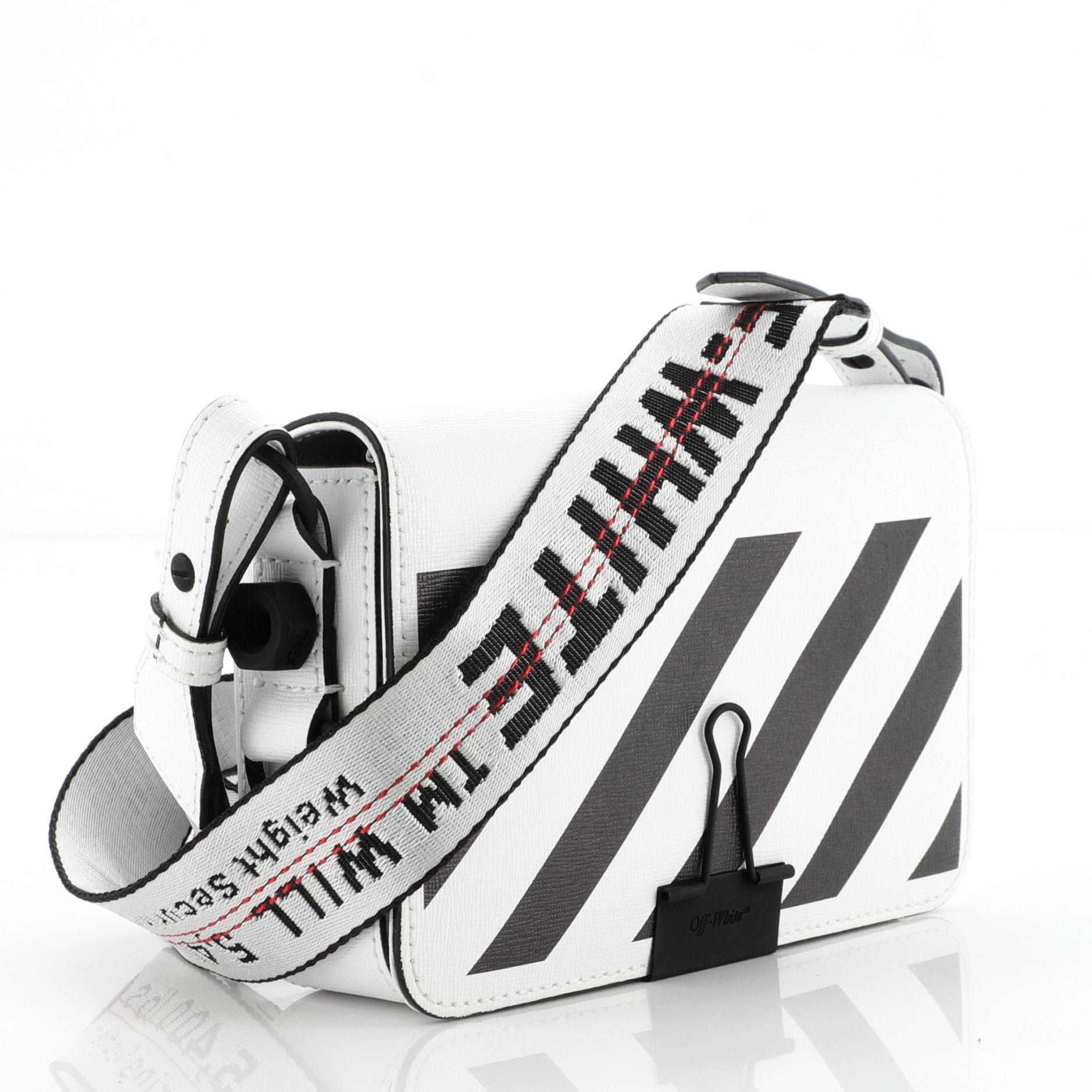 Binder Clip Flap Bag Striped Leather Mini