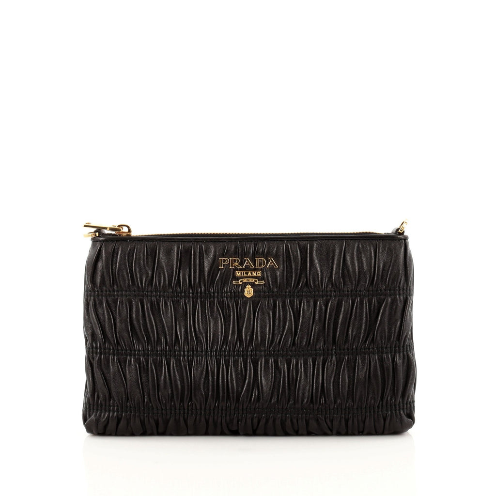 Gaufre Convertible Chain Clutch Nappa Leather Small