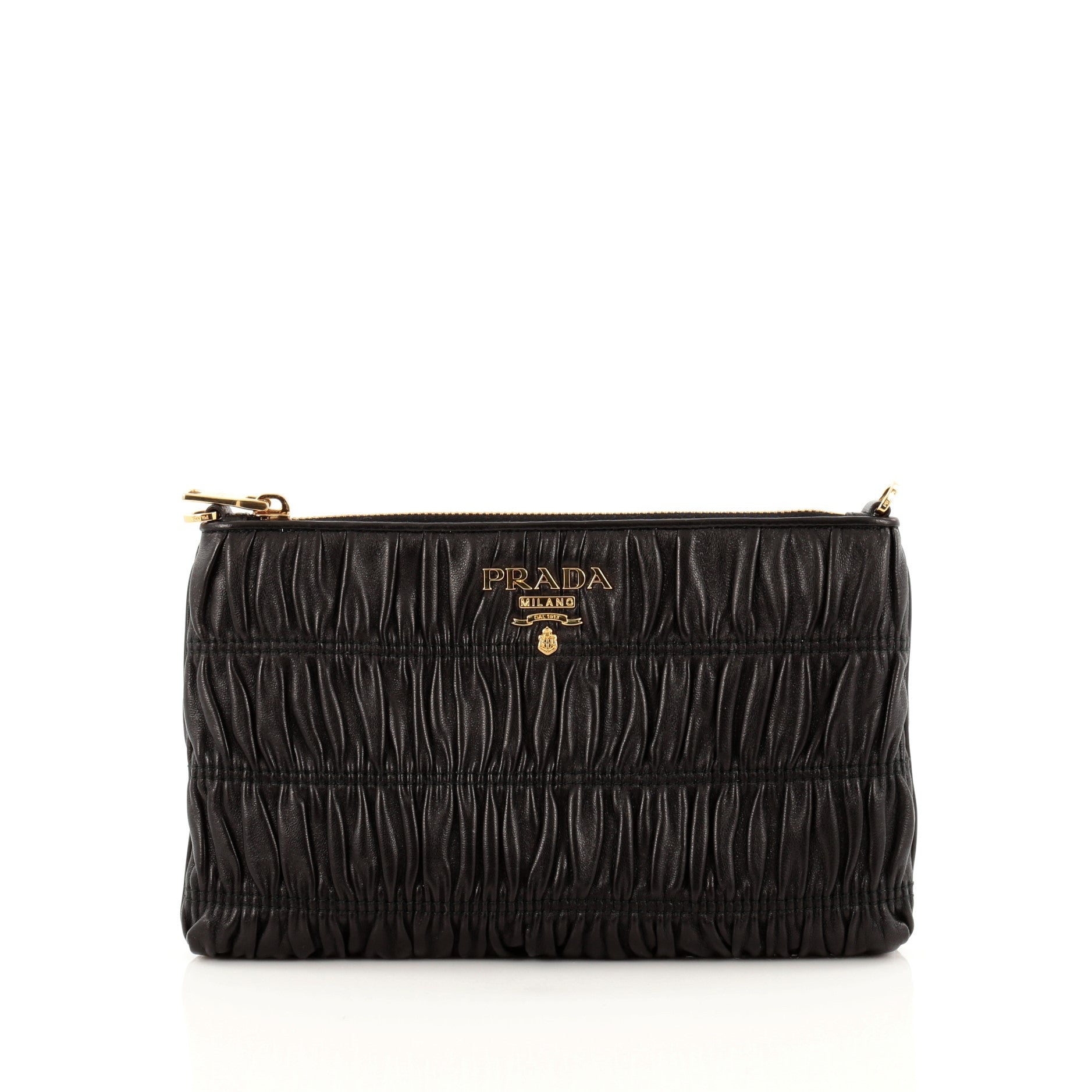 Gaufre Convertible Chain Clutch Nappa Leather Small