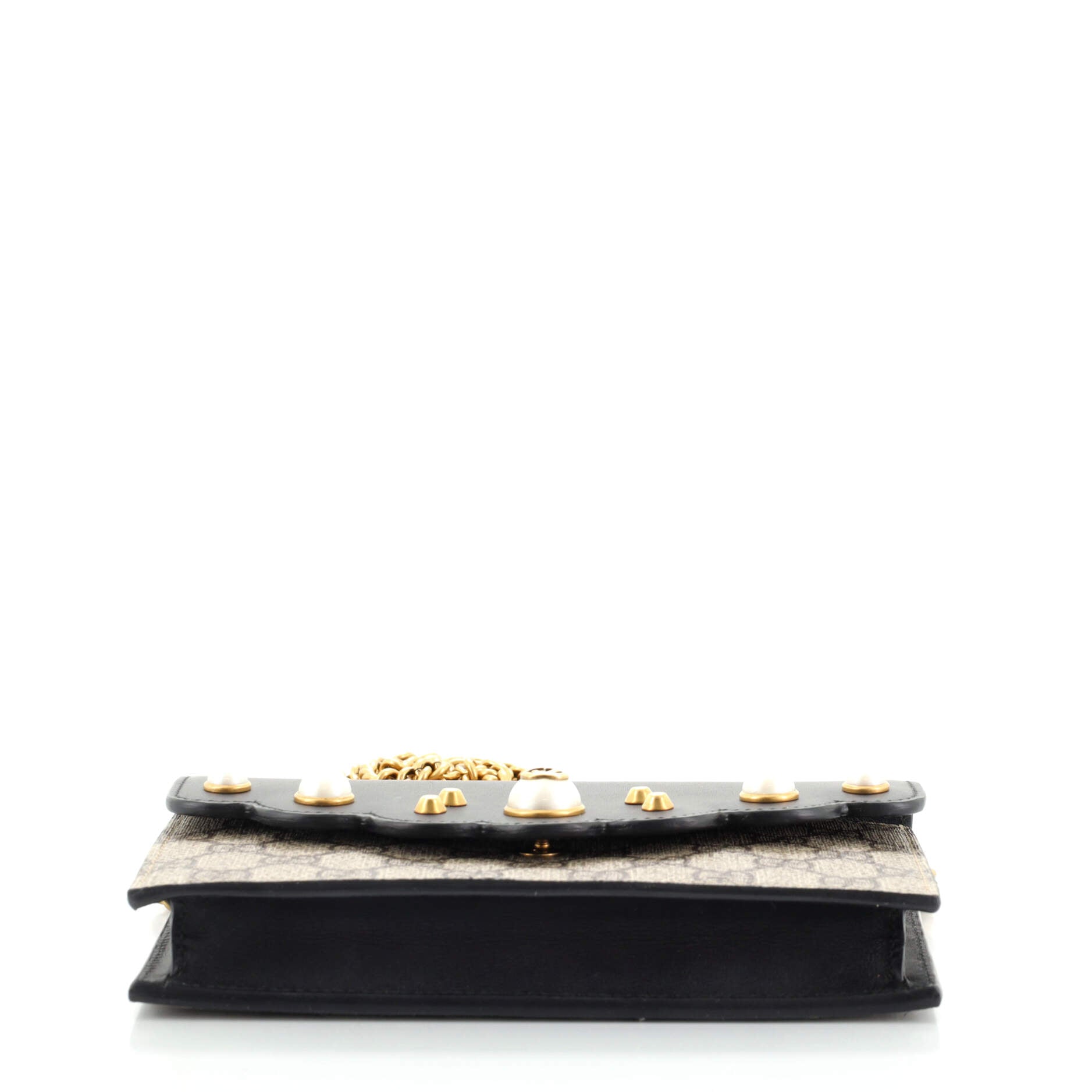 Pearly Wallet on Chain Coated Canvas with Leather Mini