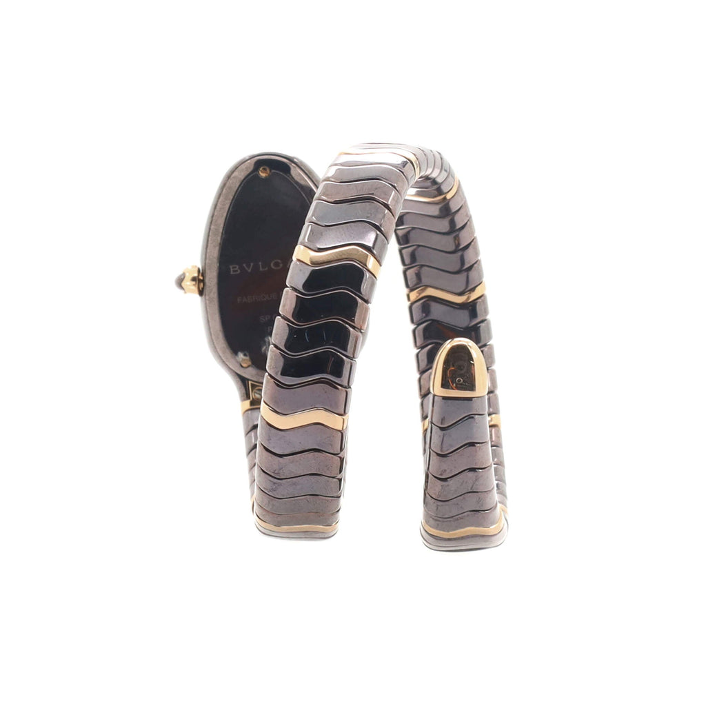 Serpenti Spiga Single Spiral Quartz Watch Ceramic and Rose Gold with Diamond Bezel 24