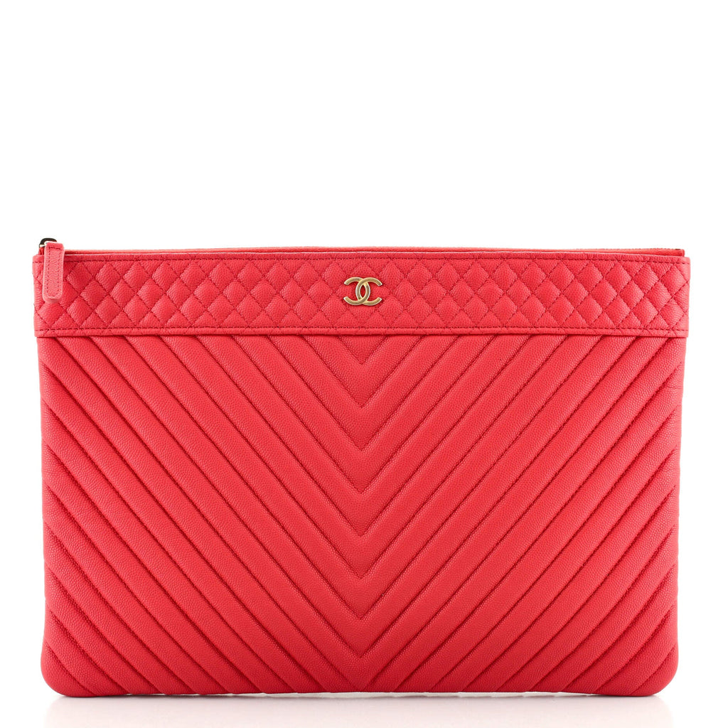 O Case Clutch Chevron Caviar Large