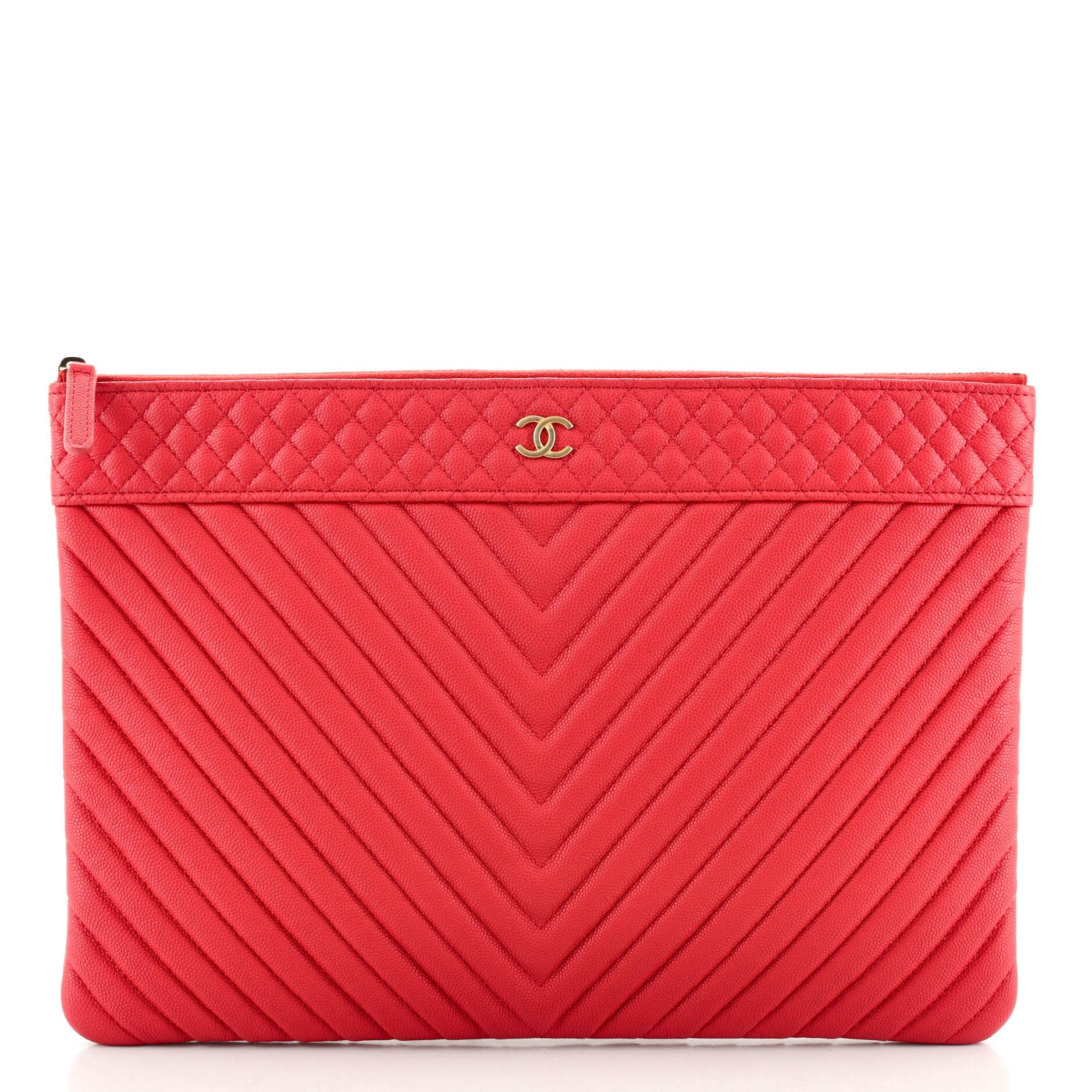 O Case Clutch Chevron Caviar Large