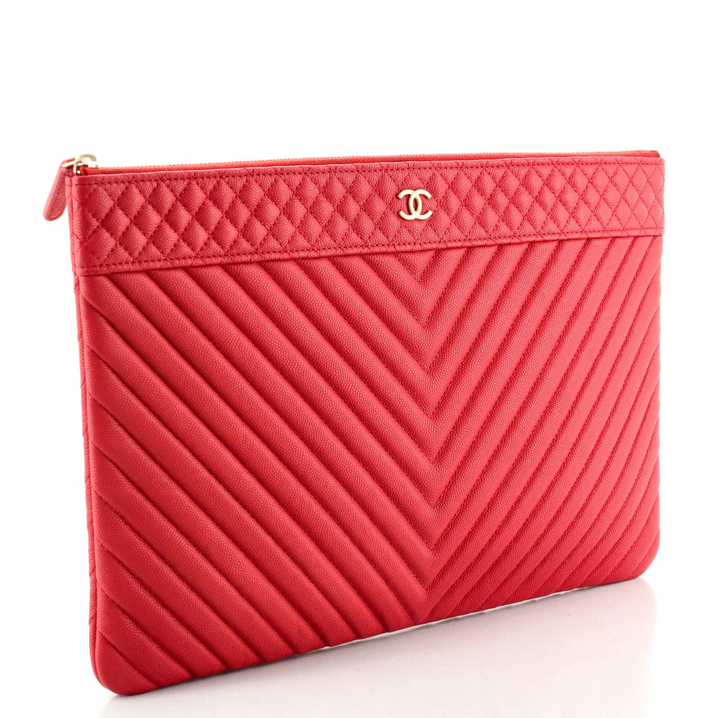 O Case Clutch Chevron Caviar Large