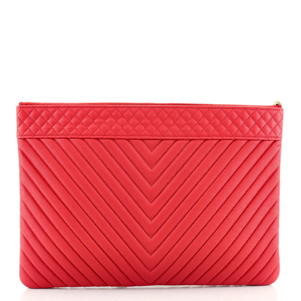 O Case Clutch Chevron Caviar Large