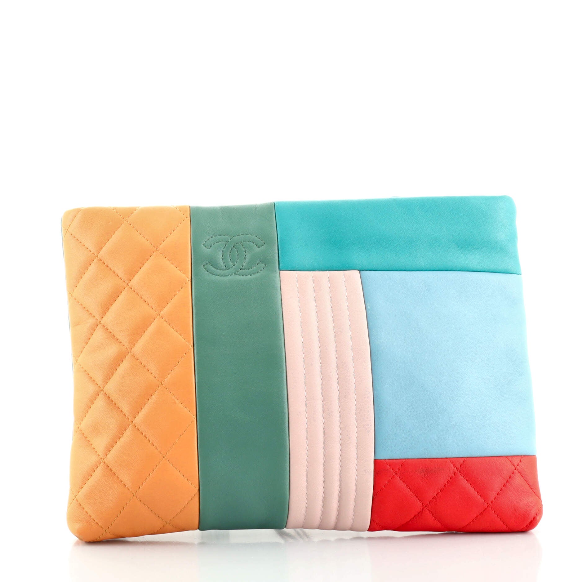 O Case Clutch Colorblock Quilted Leather Medium