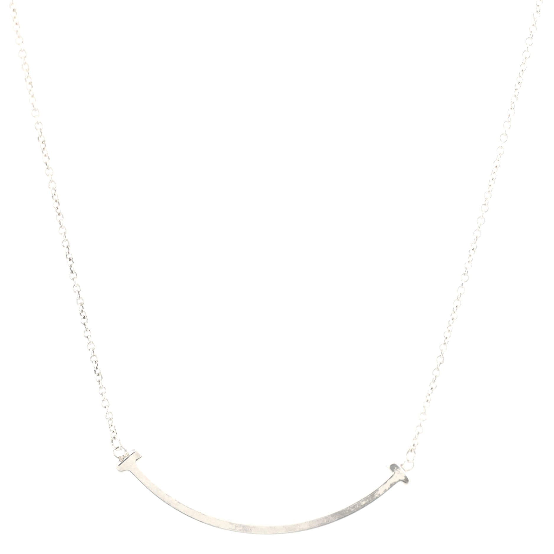 T Smile Pendant Necklace Sterling Silver Small