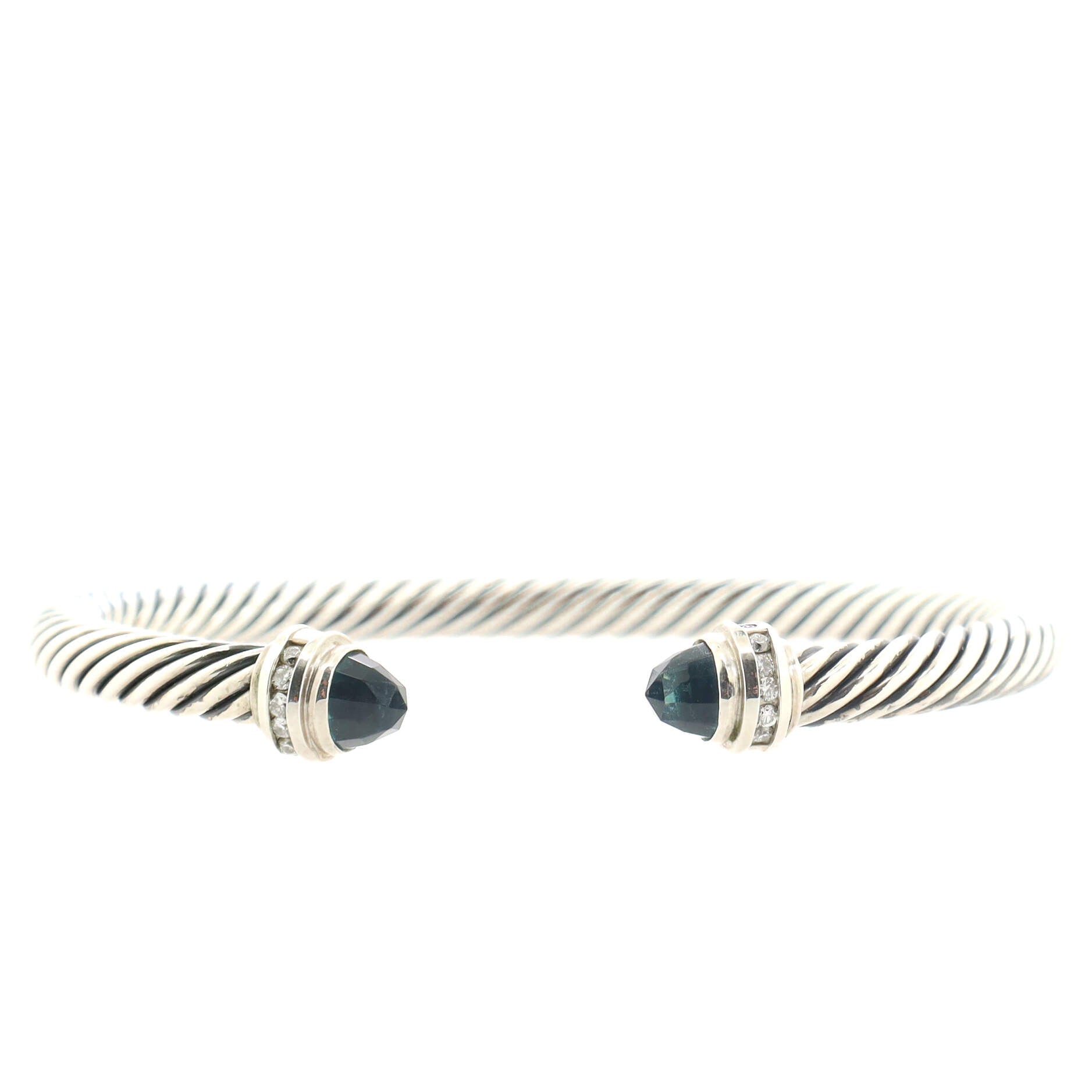 Cable Classic Princess Bracelet Sterling Silver with Topaz and Diamonds 5mm