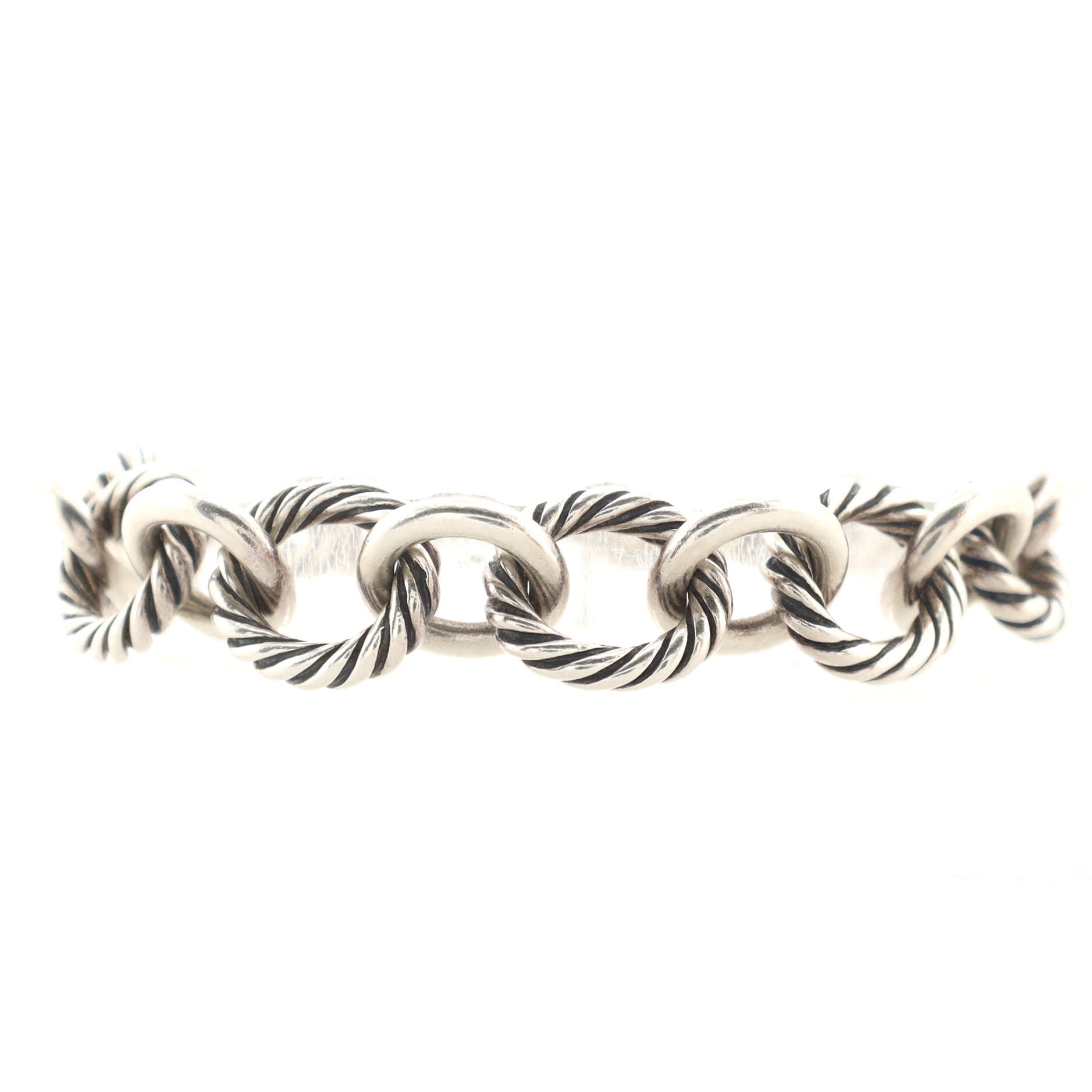 Oval Link Bracelet Sterling Silver Large
