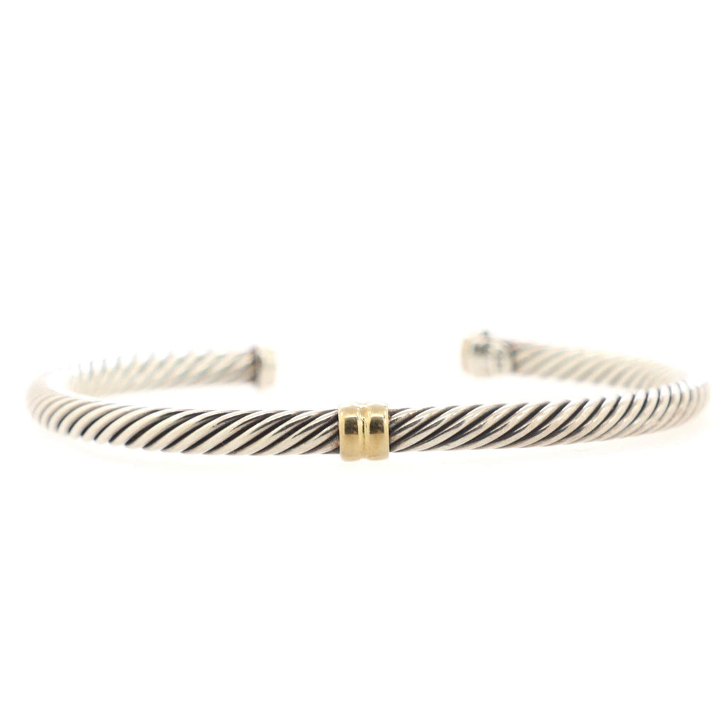 Cable Classic Center Station Bracelet Sterling Silver with 18K Yellow Gold 4mm