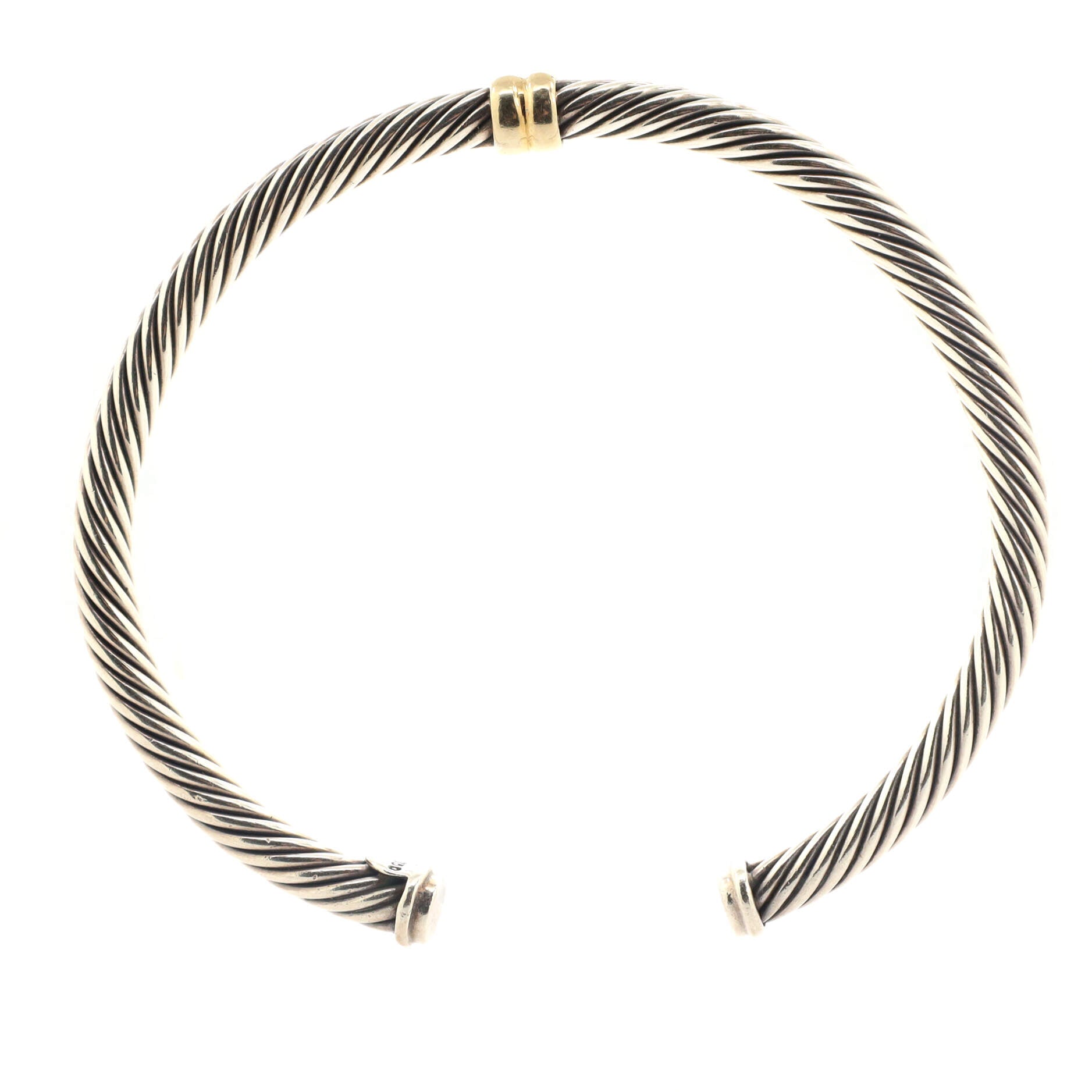 Cable Classic Center Station Bracelet Sterling Silver with 18K Yellow Gold 4mm