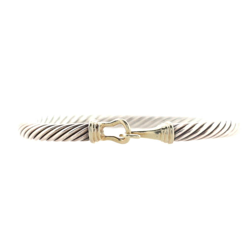 Cable Buckle Bracelet Sterling Silver with 14K Yellow Gold 5mm