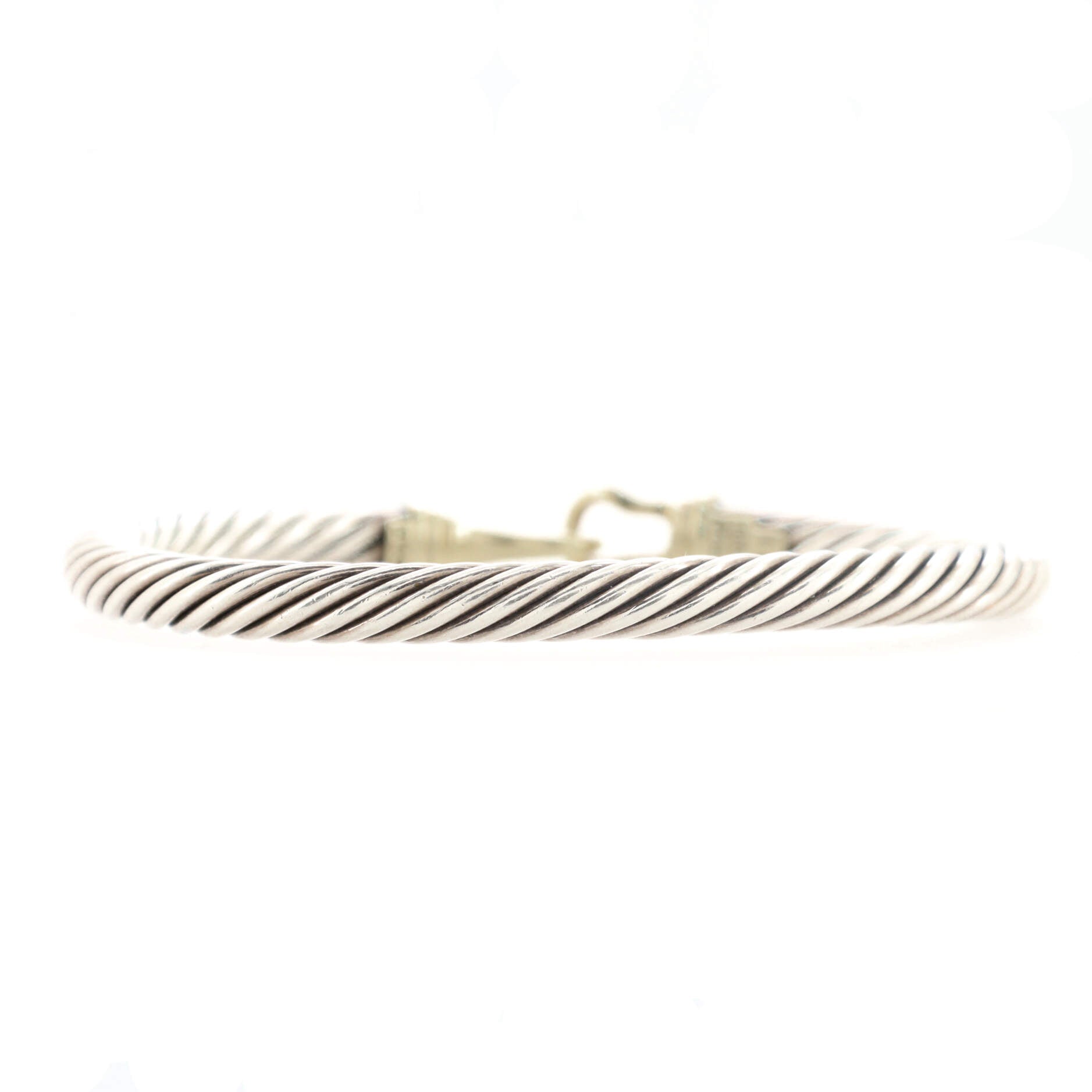 Cable Buckle Bracelet Sterling Silver with 14K Yellow Gold 5mm