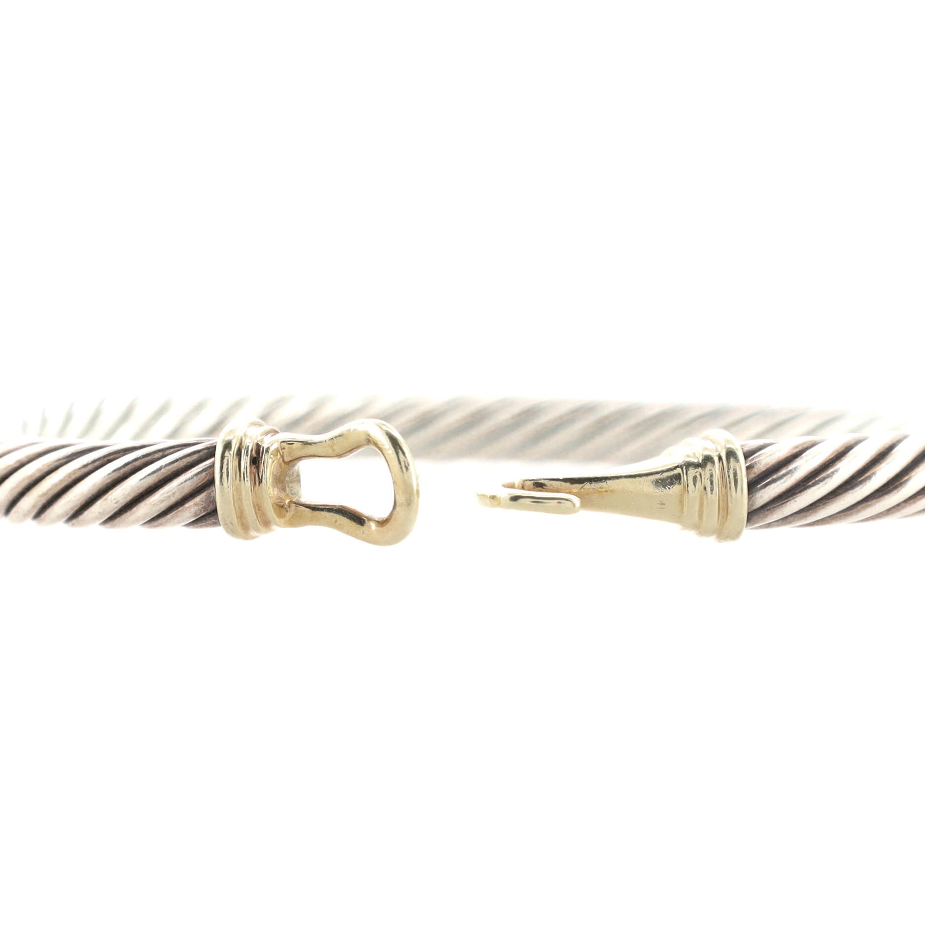 Cable Buckle Bracelet Sterling Silver with 14K Yellow Gold 5mm