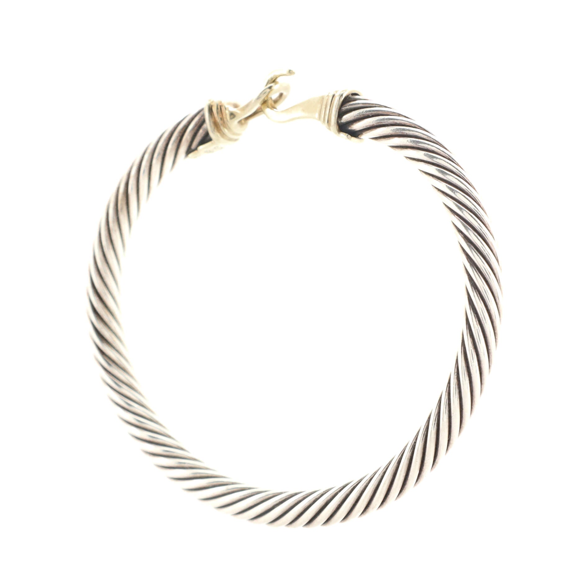 Cable Buckle Bracelet Sterling Silver with 14K Yellow Gold 5mm