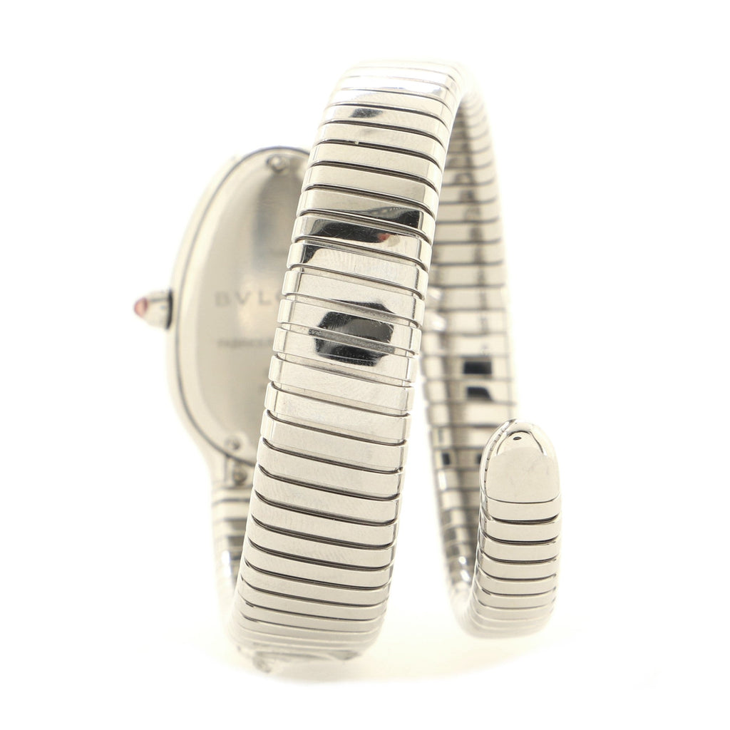Serpenti Tubogas Single Spiral Quartz Watch Stainless Steel with Diamond Bezel 23