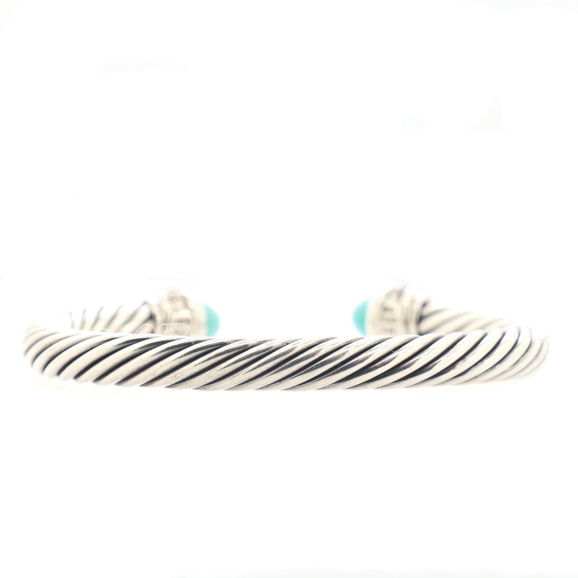 Cable Classic Bracelet Sterling Silver with Turquoise and Diamonds 7mm