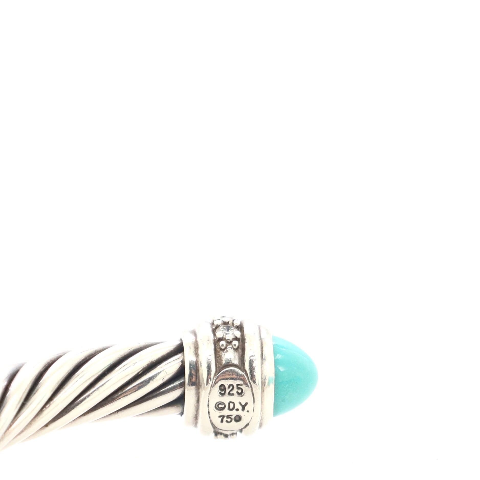 Cable Classic Bracelet Sterling Silver with Turquoise and Diamonds 7mm