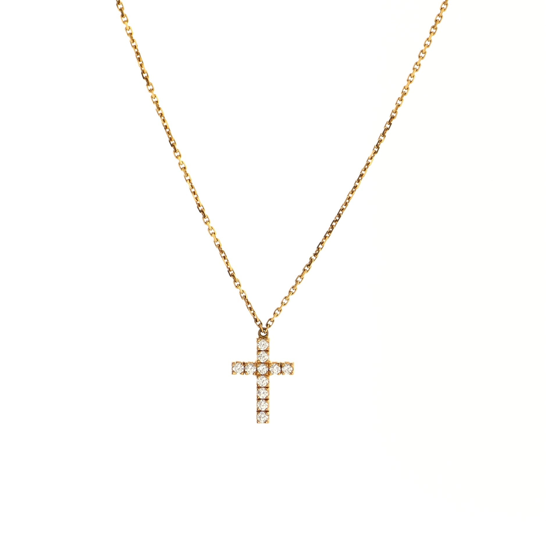 Cross Pendant Necklace 18K Rose Gold with Diamonds