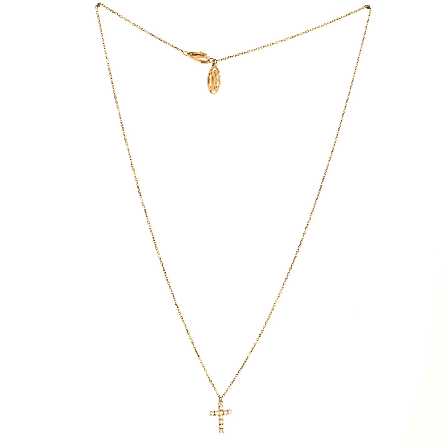 Cross Pendant Necklace 18K Rose Gold with Diamonds