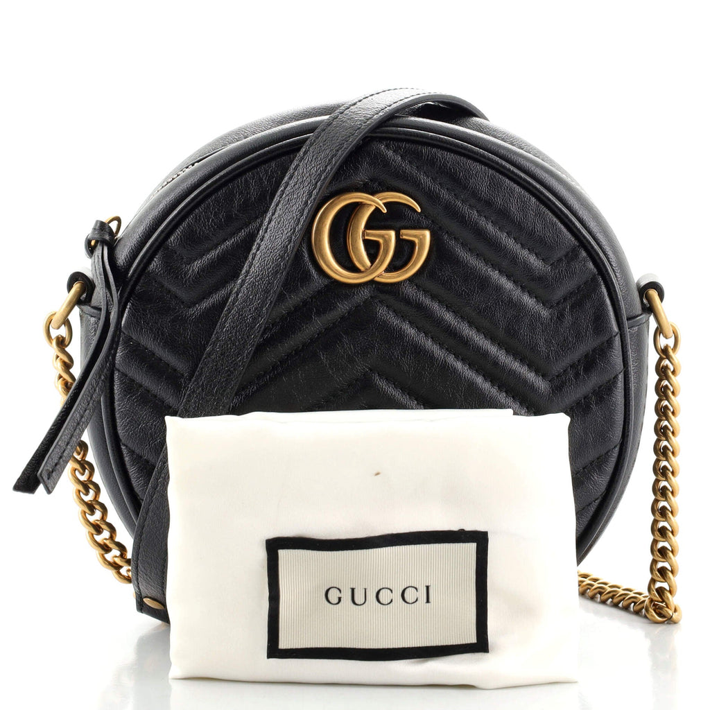 GG Marmont Round Shoulder Bag Matelasse Leather Mini