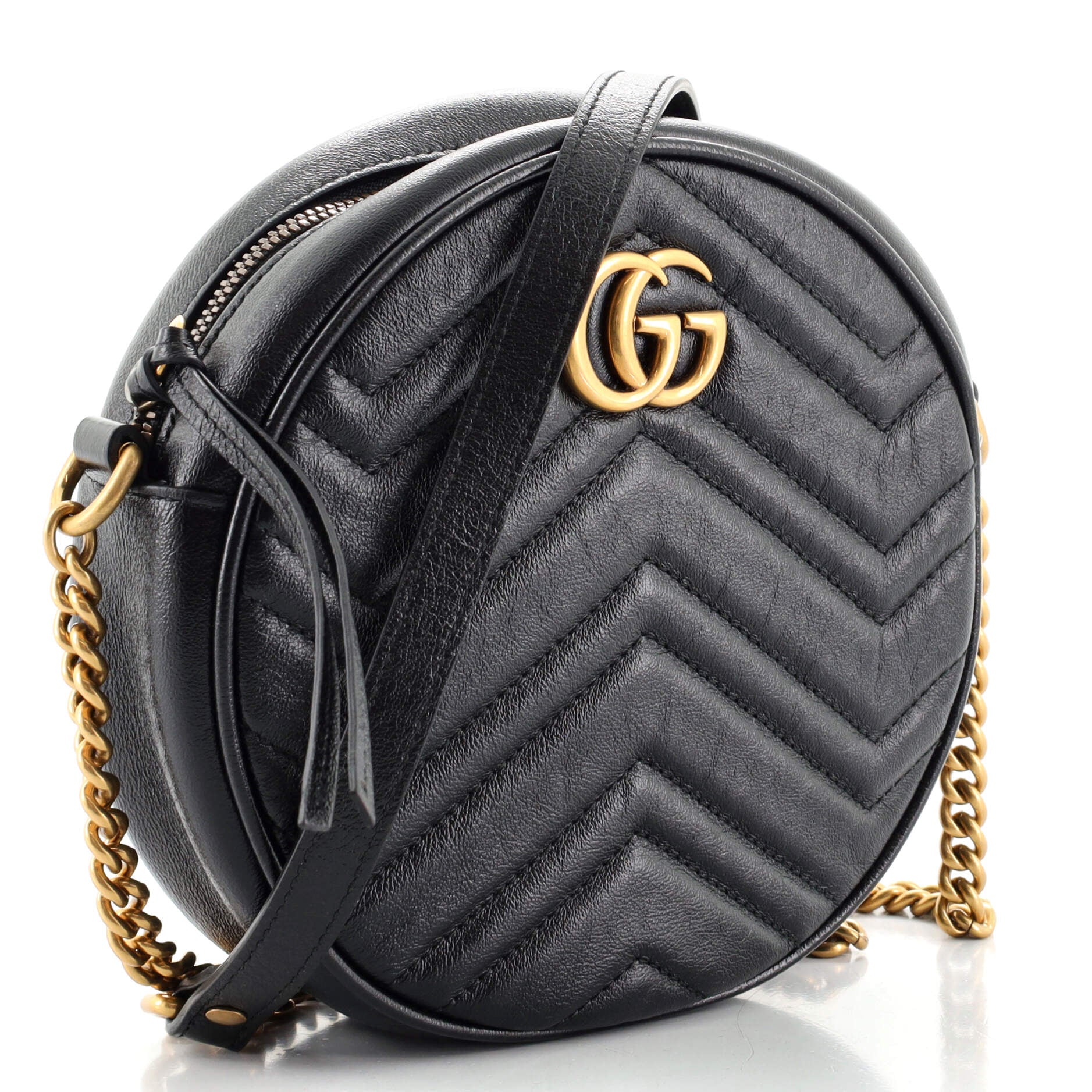 GG Marmont Round Shoulder Bag Matelasse Leather Mini