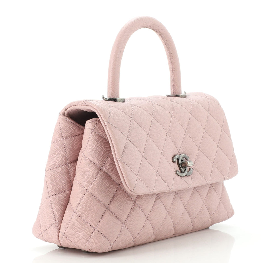 Coco Top Handle Bag Quilted Caviar Mini