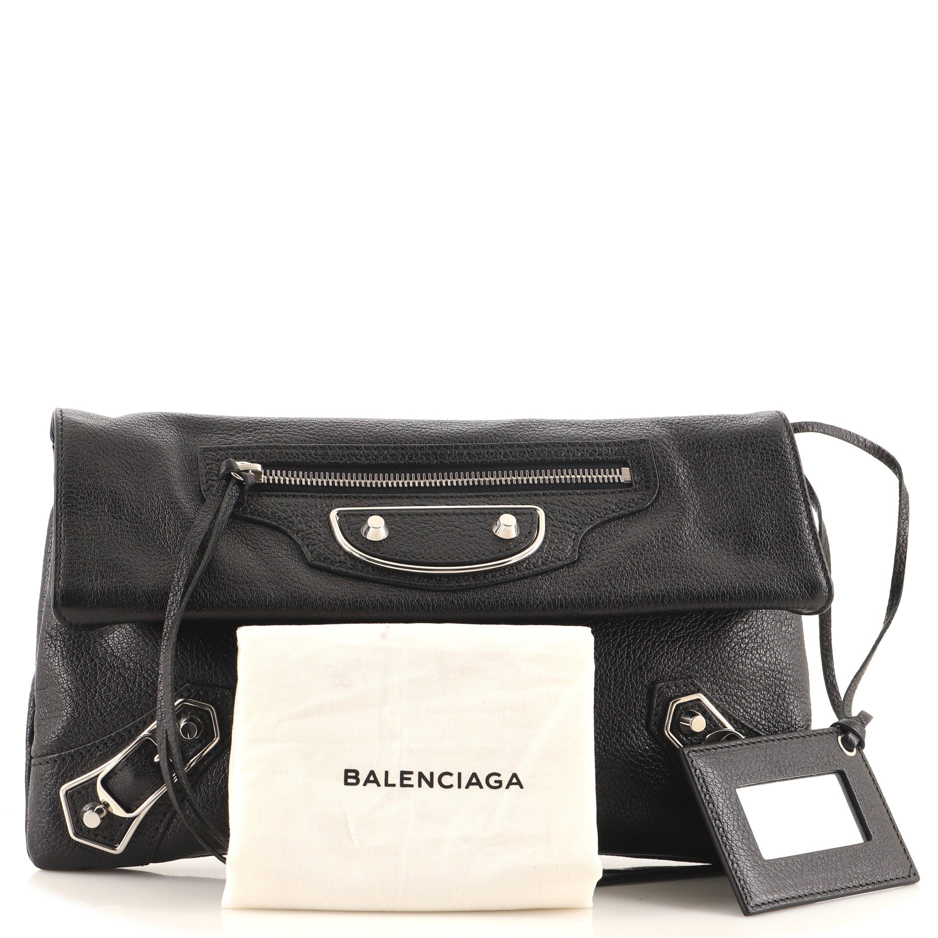 Classic Metallic Edge Envelope Clutch Leather