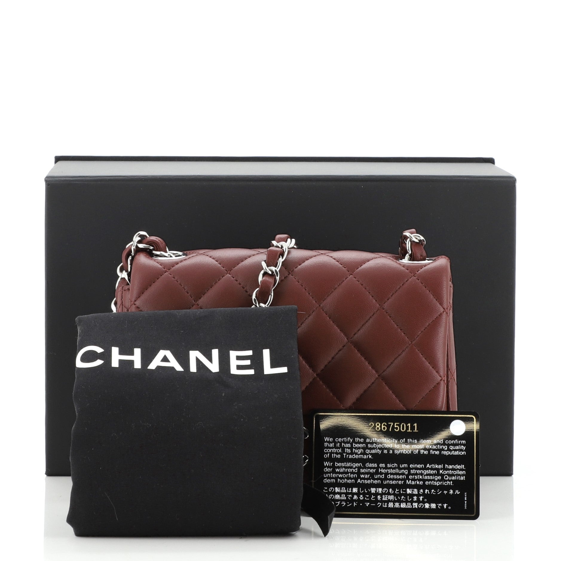 Square Classic Single Flap Bag Quilted Lambskin Mini