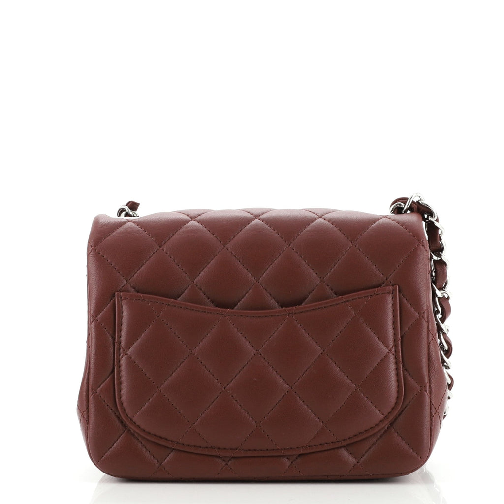 Square Classic Single Flap Bag Quilted Lambskin Mini