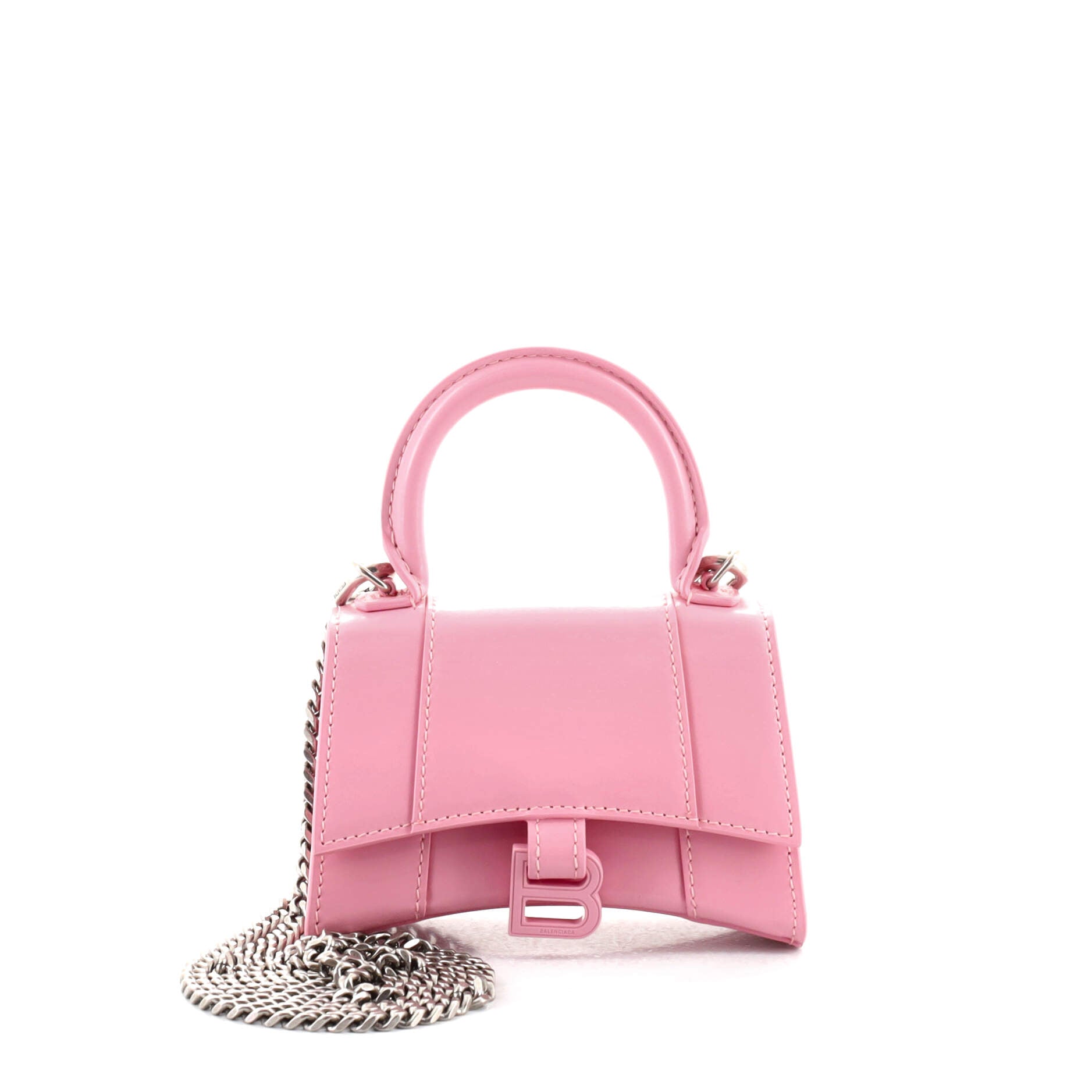 Hourglass Chain Top Handle Bag Leather Mini