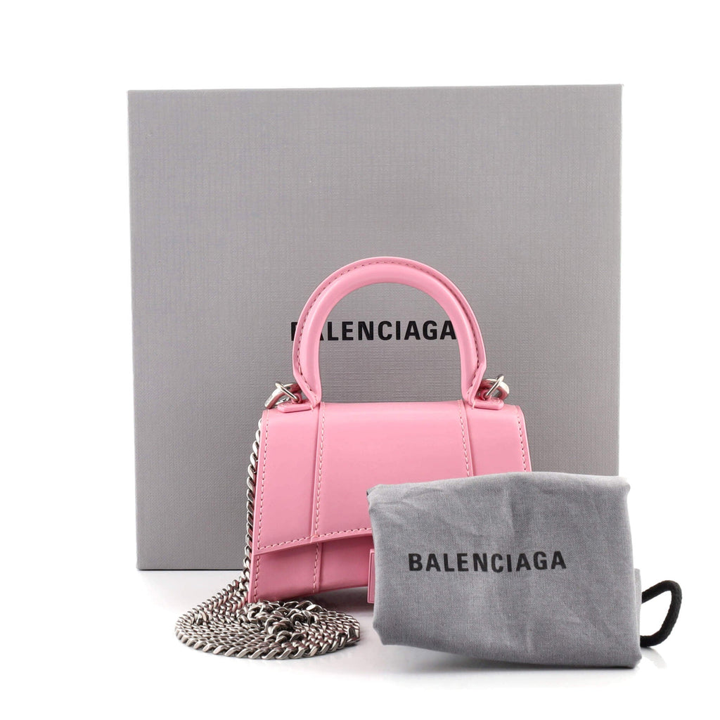 Hourglass Chain Top Handle Bag Leather Mini