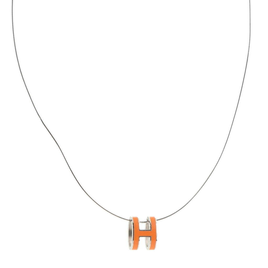 Pop H Pendant Cord Necklace Metal and Enamel