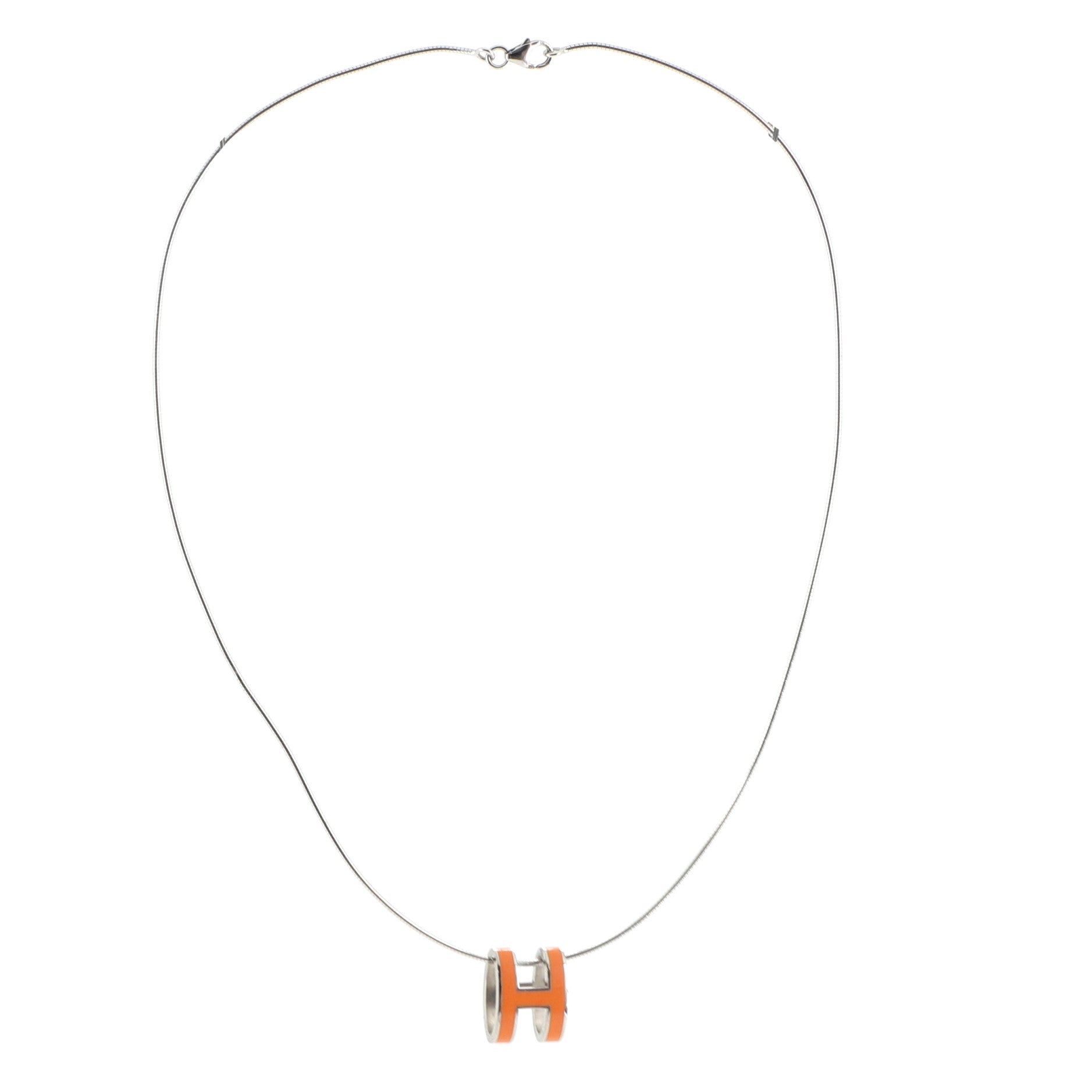 Pop H Pendant Cord Necklace Metal and Enamel