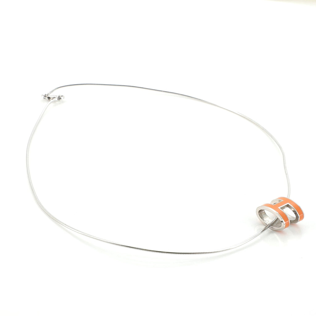 Pop H Pendant Cord Necklace Metal and Enamel