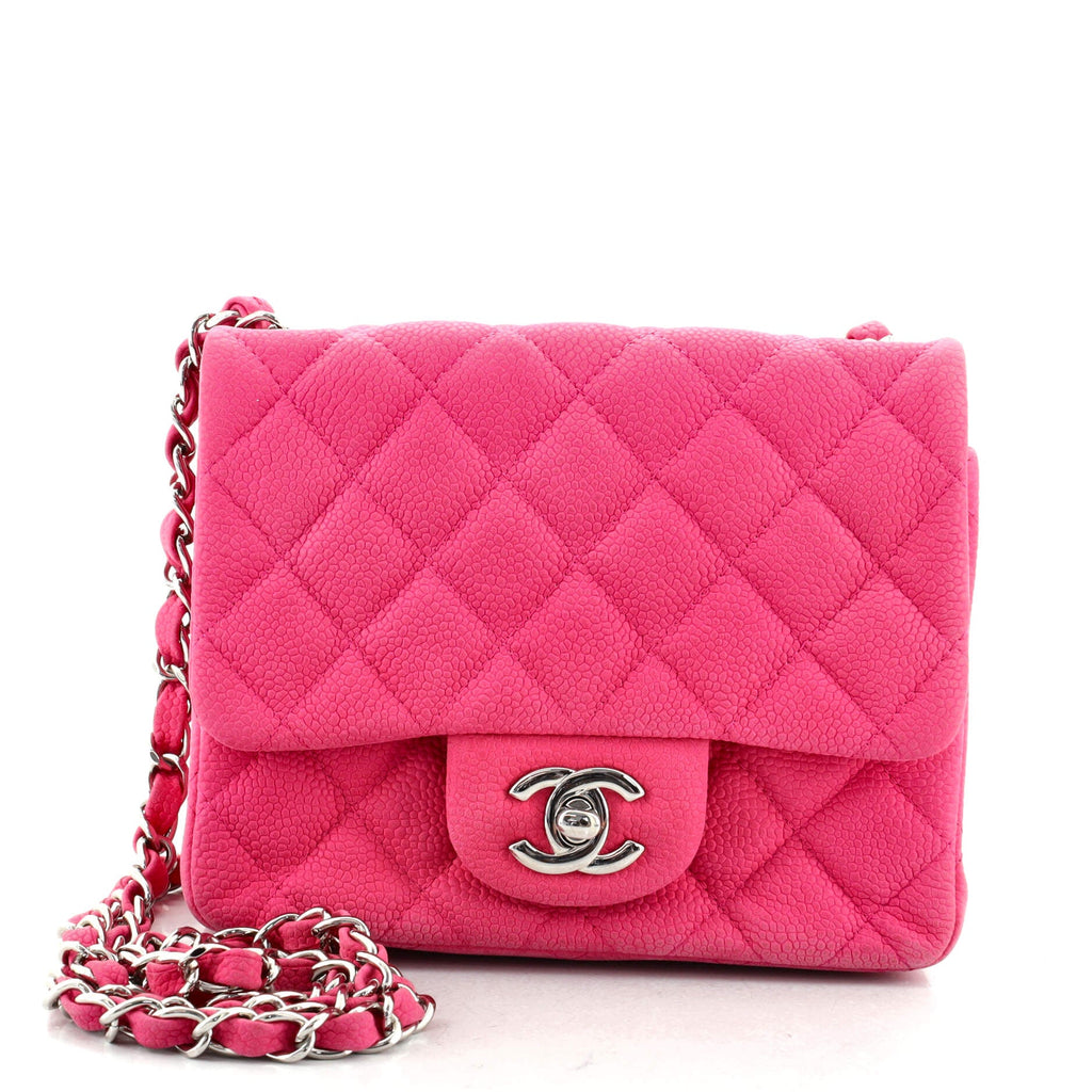 Square Classic Single Flap Bag Quilted Matte Caviar Mini